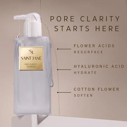 SAINT JANE Pore Clarity Cleanser | Hyaluronic + Flower Acid Cleanser | Luxury, Floral-Infused, Clean Skincare (4oz |120ml)