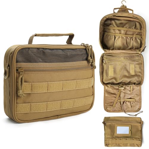 SMONT Tactical Toiletry Bag for Men, 9.5" Hanging Dopp Kit Shaving Hygiene Bag for Traveling Bathroom