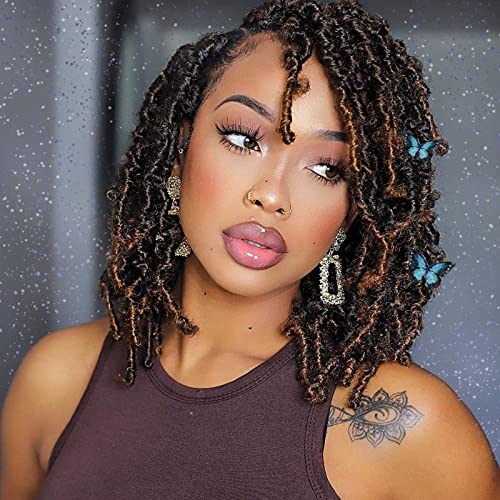 TOYOTRESS Butterfly Locs Crochet Hair - 10 inch 8 Pcs Pre-twisted Distressed Crochet Braids Pre-looped Synthetic Braiding Hair Extensions (10 Inch,T30)