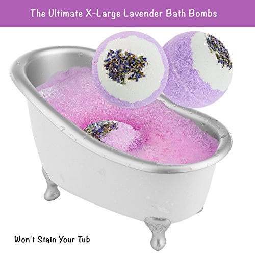 Bath Gift Basket Set for Women: Relaxing at Home Spa Kit Scented - Lavender and Jasmine with Large Bath Bombs, Salts, Shower Gel, Body Butter Lotion, Bath Oil, Bubble Bath, Loofah & More