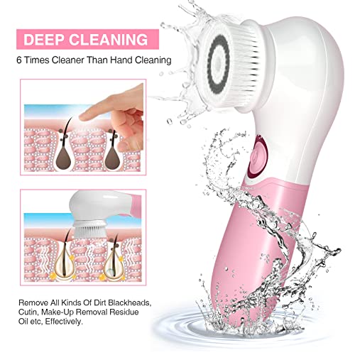 TOUCHBeauty Spin Brush Face Cleanser with 3 Brush Heads for Deep Cleansing Exfoliation and Massaging