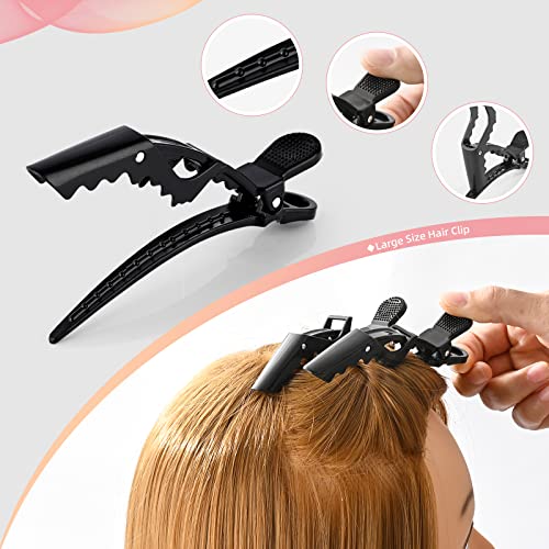 NEWISHTOOL Tape in Hair Extension Tools Kit, Stainless Steel Tape Sealing Pliers Fine Tail Comb Hair Clips & Pads for Human Hair Extension Tape Sealing, Gold Flat Surface Taping Clamp Plier