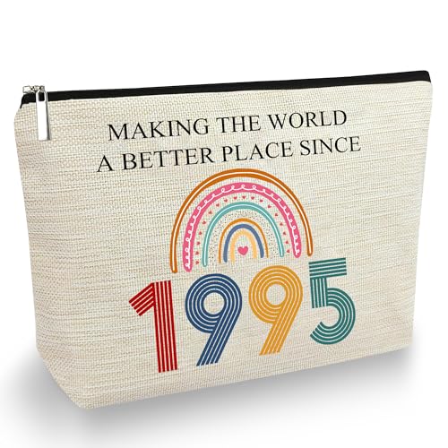 30th Birthday Gifts For Her, Women - Gifts for 30th Birthday - Mothers Day Bags For Woman - 30 th Bday Decorations For Sister, Female, Friends - 1995 Canvas Makeup Bag - Turning 30 th Gift