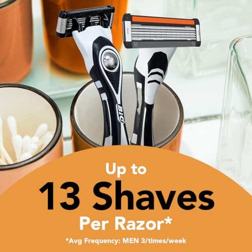 BIC Flex 5 Refillable Refill Razor Cartridges for Men, Long-Lasting 5-Blade Razors for a Smooth and Comfortable Shave, 8 Refill Cartridges