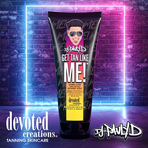Devoted Creations DJ Pauly D Get Tan Like Me! Dark Tanning Lotion ? Double Dark ¡®Tan Goals¡¯ Bronzing Blend ? Remixed with Positively Energizing Antioxidants VIP Color Club Tattoo and Tan Fade Protectors ? 6.78 oz.