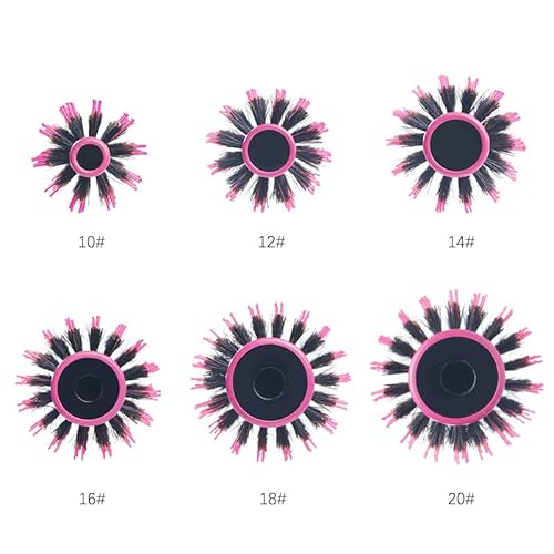 Thermal Round Barrel Boar Bristle Hair Brush Set for Women & Men - Professional Hair Styling for Blow Drying, Curling, Scalp Massage, Wet and Dry Use (Pink)