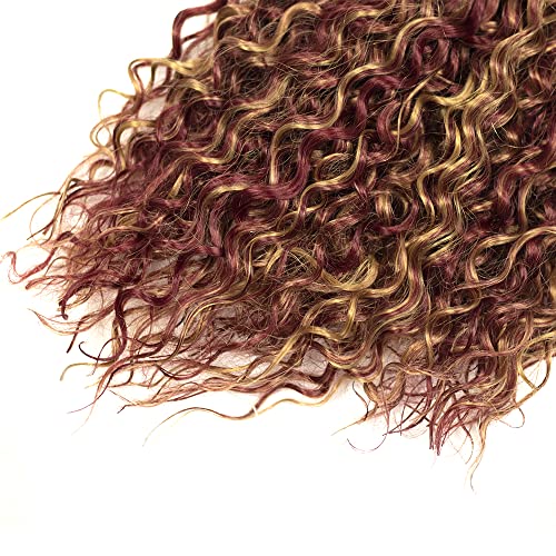 Burgundy Human Hair Bundles - Deep Wave Brazilian Unprocessed Virgin Hair - 22 24 26 Inch Red Highlight 99j Hair - 3 Bundles Set