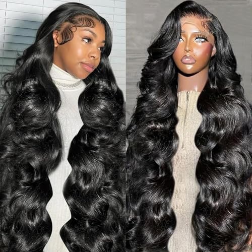 Body Wave Lace Front Wigs Human Hair 13x6 HD Lace Frontal Wigs Human Hair for Women Pre Plucked with Baby Hair Natural Hairlin 34 Inch 180% Density