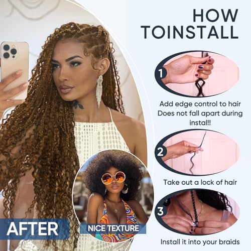 Brown Human Braiding Hair for Boho Braids,150g 24 Inch 6 Bundles # 30 Deep Water Wave Bulk Boho Curly Human Hair Bundle for Braiding,12 A Auburn No Weft Wet and Wavy Knotless Braiding Hair Extensions