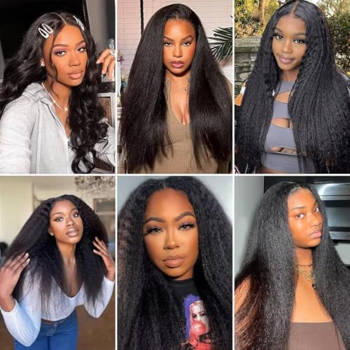 Selina U Part Wigs Human Hair Kinky Straight Wig Yaki Remy Human Hair Wig For Women Afro Kinky Straight Human Hair U Part Glueless Upart Yaki Straight Wig 30 Inch