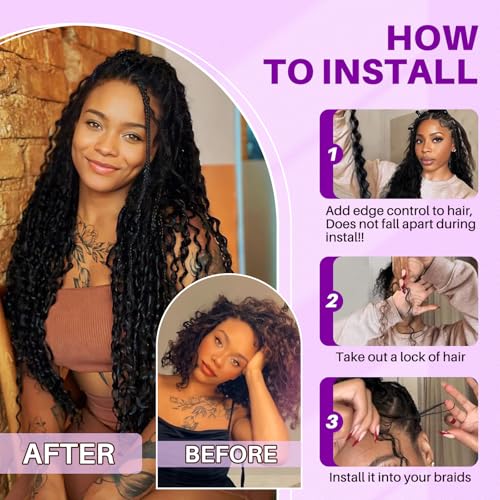 Human Braiding Hair for Boho Braids, Deep Wave Bulk Boho Braids Human Hair for Knotless Curly Bohemian Water Wave Braiding 110g 18 Inch Caramel Blonde (3 No Weft Bundles/Pack)