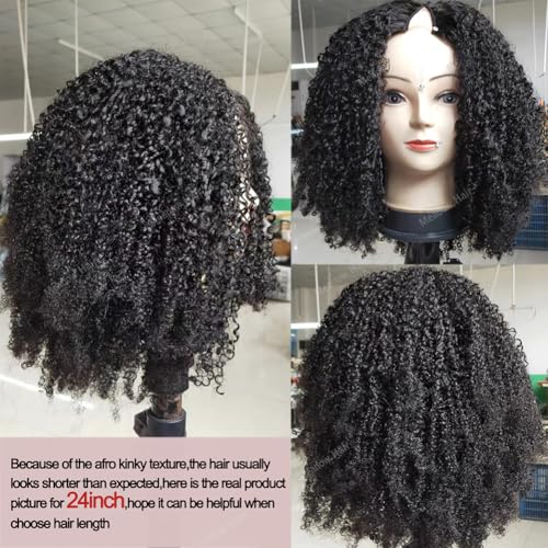 Afro Kinky Curly V Part Wig Human Hair Brazilian Virgin Upgrade U Part Wigs Glueless Afro Curly 180 Density Vpart Wig No Leave Out For Black Women 22Inch