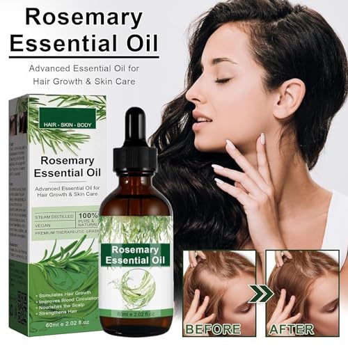 Aceite de Romero para Crecimiento y Tratamiento Capilar, Gotero para Estimular el Crecimiento del Cabello y Prevenir la Ca?da, 60ML/2.2 Fl Oz (2 Unidades)