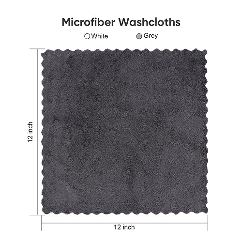 Orighty Ultra Soft Washcloths 12 Pack, Premium Microfiber Towel Sets 12x12 inches, Absorbent and Quick Drying Coral Velvet Washcloth, Multi-Purpose Wash Cloths for Bathroom, Hotel, and Gym (Grey)