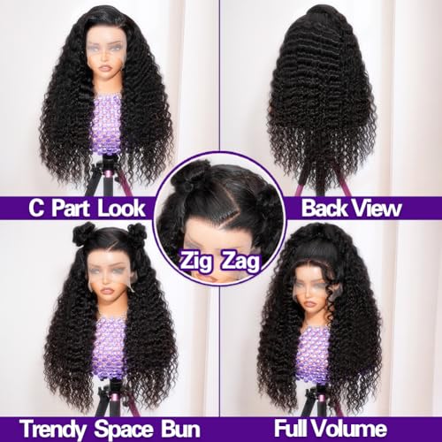 30 Inch 250 Density Deep Wave Wig 13x6 Deep Wave HD Lace Front Wigs Human Hair For Women, Pre Plucked, Tangle Free, Minimal Shedding, Full Volume 330g, Natural Look For Daily Wear