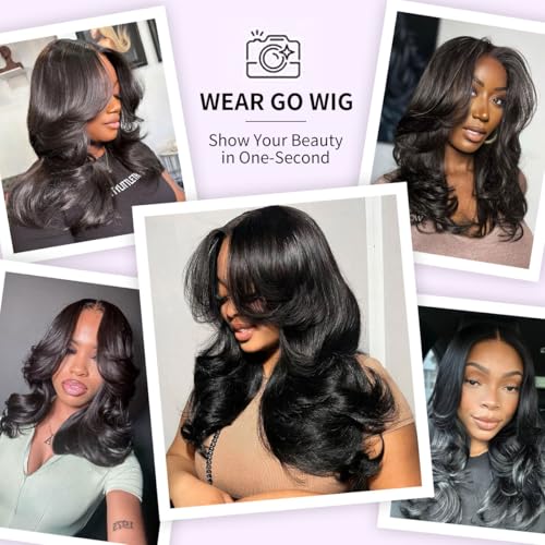 Tinashe Human Hair Wig Glueless 6¡¿5 HD Lace Front Bob Natural Black Closure Wigs Human Hair Pre Plucked Pre Cut Wigs for Black Women Butterfly Haircut Layered 16 Inches