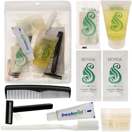 Moda West 24 Hygiene Kits - Bulk Case of Wholesale Basic Toiletry Kits for Men, Women, Travel, Charity 9 Pc Kit