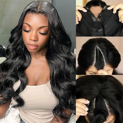 V Part Wigs Human Hair Body Wave Upgrade Glueless Human Hair 20 Inch V-Part Clip in Wigs No Leave Out, No Glue, No Sew-in, Beginner Friendly