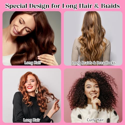 2 Pcs Large Shower Cap for Braids, Extra Long Shower Cap for Women Long Hair & Locs, Waterproof Hair Bonnets for Dreadlocks Drawstring Bath Caps for Women & Men (Black, Pink)