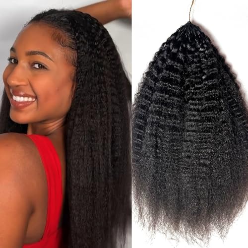 Kinky Straight Crochet Hair Extensions Knotless Pre-Separated Feather Crochet Human Hair Seamless Reusable 20inch 240g For Women