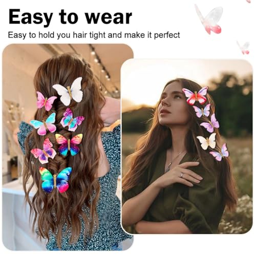 20Pcs Butterfly Hair Clips Moving Rainbow Glitter Clips Fairy Accessories for Women Hair Accessories for Teens Colorful Hair Clips