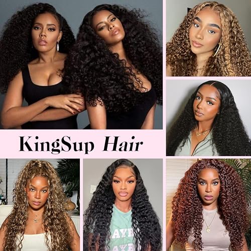 Deep Wave Human Hair Bundles 14 16 18 Inch 15A Burmese Curly Bundles Human Hair,Sew In Quick Weave Deep Wave Bundles 100% Real Human Hair Extensions Tangle Free Shedding Free Triple Lifespan