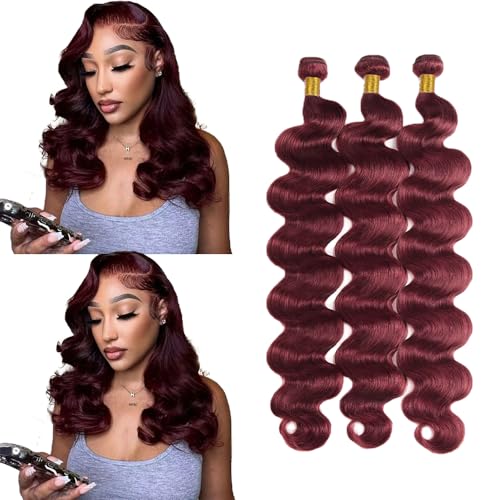 #99J Burgundy Bundles Body Wave Bundles Human Hair 34 34 34 Inch Brazilian Virgin Hair Wine Red Body Wave Bundles Human Hair Extensions 3 Bundle 50 Gram Per Bundle