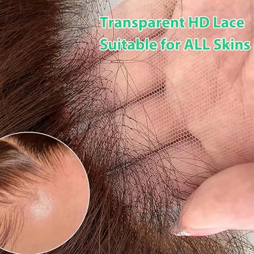 Chocolate Brown Lace Front Wigs Human Hair 13X6 Deep Wave Lace Front Wigs Human Hair Pre Plucked 180% Density HD Transparent Lace Frontal For Women Colored Deep Curly (Chocolate Brown, 32 Inch)