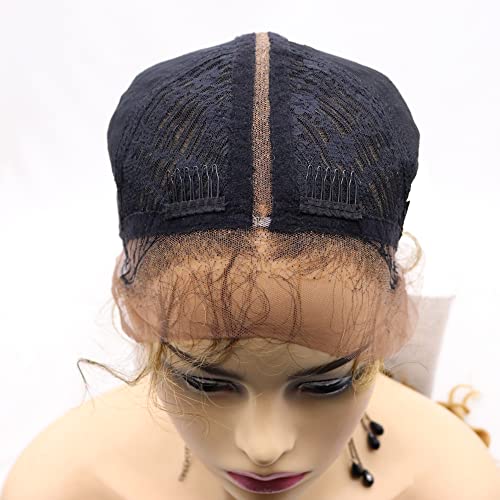 xiweiya Brown Braided Wig Double Dutch Braided Curly Sytnhetic Lace Front Wigs100% Human Hand Bouncy Curly Copper Brown Blonde Lace Front Wig with Baby Hairs for Women 26inch