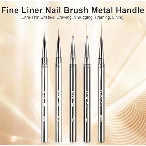 KADS Fine Liner Nail Brush Metal Handle Nail Painting Design Brush Drawing Pen 6mm 9mm 12mm 15mm 18mm (15mm)