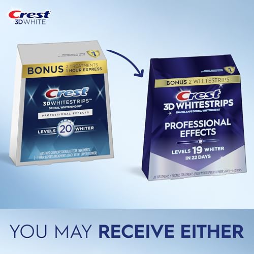 Crest 3D Whitestrips Professional Effects ? Teeth Whitening Kit, 22 Treatments (20 + 2 Bonus), Each with 1 Upper/1Lower, 44 Strips ? Crest 3DWhite Teeth Whitening Strips