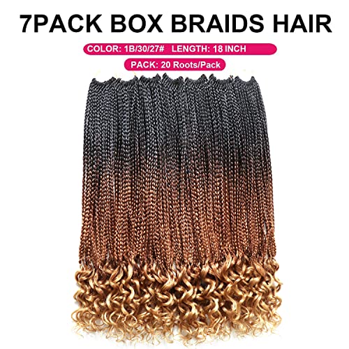 7 Packs 18 Inch Boho Goddess Box Braids Crochet Hair for Black Women (1B/30/27#, 18 Inch (Pack of 7))