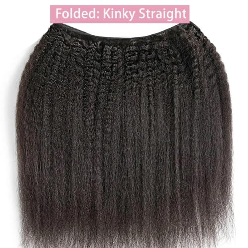 Kinky Straight Bundles 18 Inch 1 Bundles Kinky Straight Human Hair Bundles 12A 100% Unprocessed Brazilian Virgin Yaki Straight Bundles Hair Extension For Women Black Color