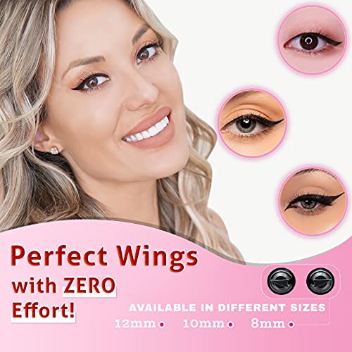 Winged Eyeliner Stamp For Quick and Easy Cat Eye Makeup, SmudgeProof & Waterpoof Eye Liner Cat Eye Stencil Makeup Tool, Wingliner, Liquid Eyeliner Pens (10mm Classic, Midnight Black)