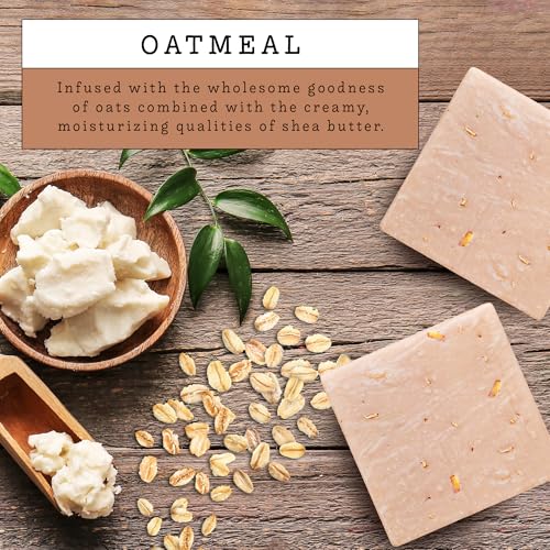 LOVERY Gifts for Women, Handmade Goat Milk Soap Made in USA With Organic Shea Butter - Oatmeal Goats Soap Bar, All Natural Soap Bar Made with Organic Goat Milk - 3 Pack