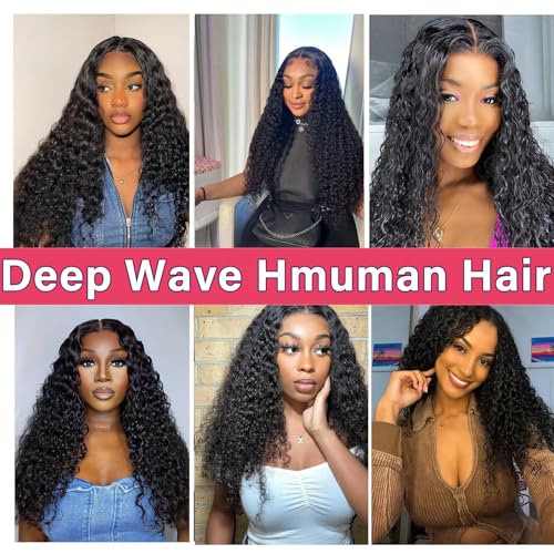 Glueless Wigs Human Hair Pre Plucked Pre Cut Wear and Go Deep Wave Lace Front Wigs Human Hair for Beginners Upgraded No Glue 5x5 Hd Lace Closure Wigs for Black Women 30 Inch
