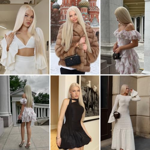 Platinum Blonde Wig Human Hair Pre Plucked HD Transparent Long Straight Wigs Silver Ash White 613 Blonde Lace front Wig For Women T Part Remy Vietnamese Hair 22 Inch 180%
