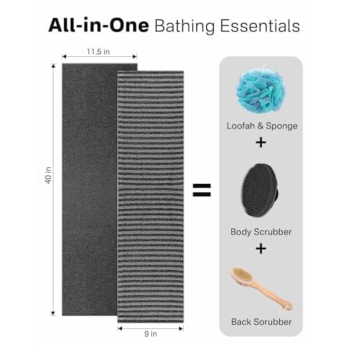 Yiclick 2 Pack Exfoliating Washcloth Towel - Body Scrubber Exfoliator, Loofah Sponge, Korean & Japanse & African Net Sponge Rag - Back Scrubber Washer for Use in Shower Bath