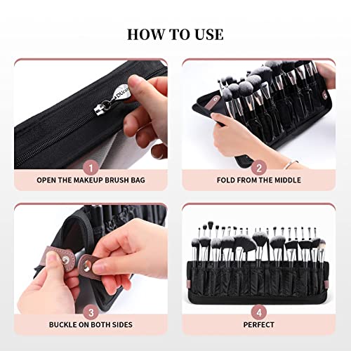 DUcare Makeup Brushes Organizer 30pcs Folding Travel Cases Makeup Brushes Stand-up Cosmetic Bag Artist Storage (only bag)