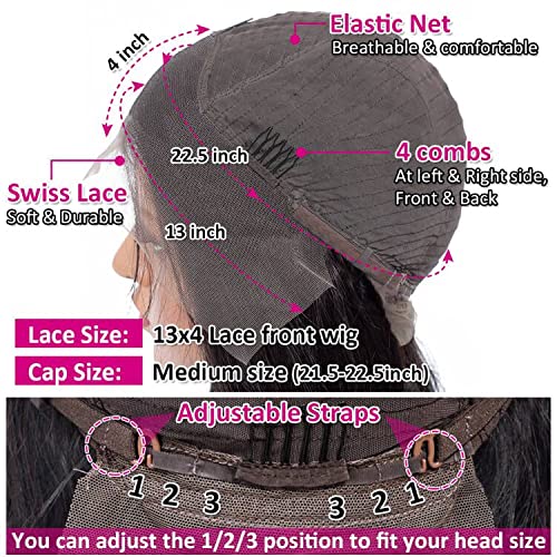 Pizazz Straight Lace Front Wigs Human Hair 180 Density Brazilian Human Hair Wigs for Black Women Pre Plucked Natural Hairline Wigs with Baby Hair 18 inch