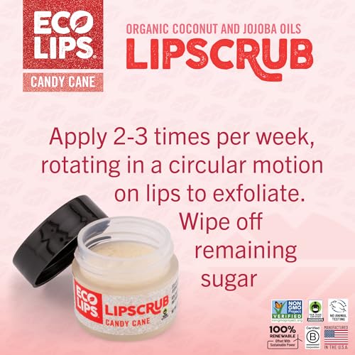 Eco Lips Sparkling Vanilla Mint Candy Cane Lip Mask and Sugar Lip Scrub for Holiday Gifting, Stocking Stuffers, 0.25 oz. (2 ct)
