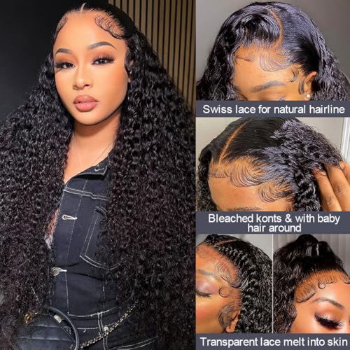 24 Inch Deep Wave Lace Front Wigs Human Hair 13x4 Lace Front Wigs Human Hair Pre Plucked Brazilian Curly Humanhair Wig 200 Density Glueless Frontal Wig