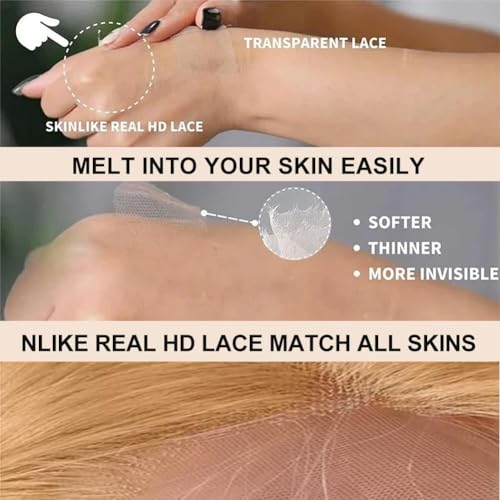 24 Inch Honey Blonde Wig Human Hair 200 Density 13x6 Blonde Wig Human Hair Body Wave Lace Front Wigs Human Hair Pre Plucked Colored 27# Lace Frontal Wigs for Women