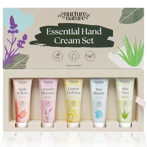 Hand Cream Gift Set from Nurture by Nature, 5pcs, Mothers Day Gifts, Hand Lotion Travel Size, Enriched with 6% Shea Butter & Glycerin, Hand Cream for Women, Dry Skin, Hand Lotion Gift Set for Women