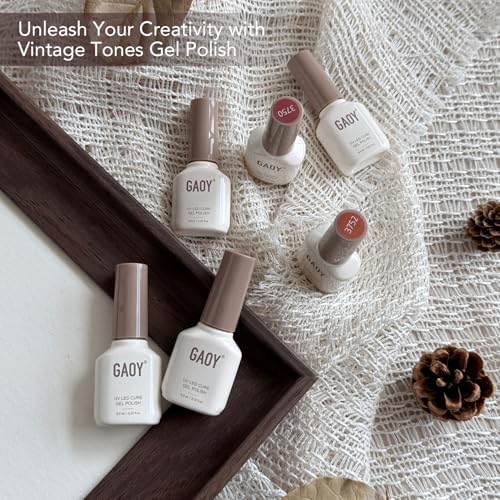 GAOY 42 Pcs Gel Nail Polish Kit, Nude Neutral Blue Burgundy Colors All Seasons Gel Nail Polish Set with Glossy & Matte Top Coat and Base Coat for Salon and DIY Manicure at Home