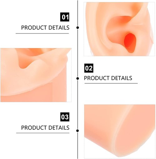 Soft Silicone Nose Model Body Part Displays for Practicing Piercing Suture Acupuncture Rubber Flexible Model for Jewelry Display Teaching Instructions (Ear)
