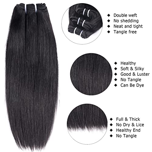 Liang Dian 14 Inch Straight Human Hair 4 Bundles Natural Color 12A Brazilian Virgin Hair 100% Unprocessed Straight Human Hair Bundles(14" 14" 14" 14")