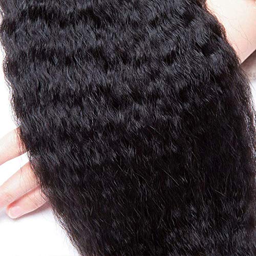 QTHAIR 16A Brazilian Kinky Straight (20 22 24inch) Yaki Straight Human Hair 3 Bundles 100% Unprocessed Brazilian Virgin Human Hair Bundles Natural Color