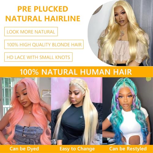 QTHAIR 16A #613 Straight HD Lace Closure(18") Russian Blonde #613 Straight 4X4 Human Hair Lace Closure 100% Platinum 613 Honey Blonde Human Hair for Black Women