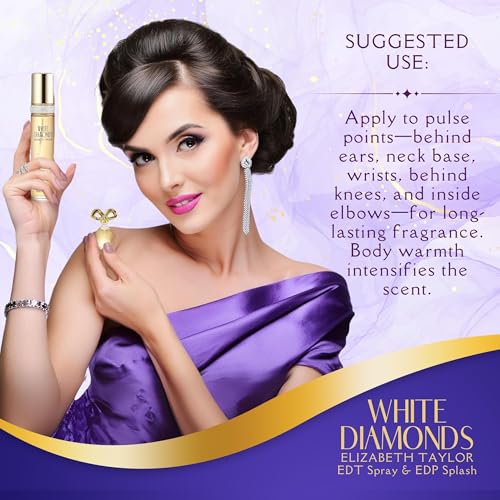 Elizabeth Taylor White Diamonds Perfume for Women Gift Set - 4 PC 1.7 Fl. oz